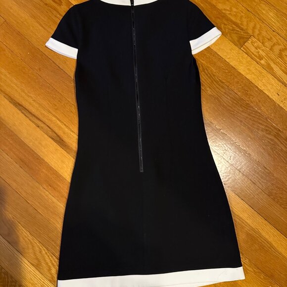 NWT Alice & Olivia Coley Button Mini Shift Dress Black/White Women Size 0 - Picture 8 of 15
